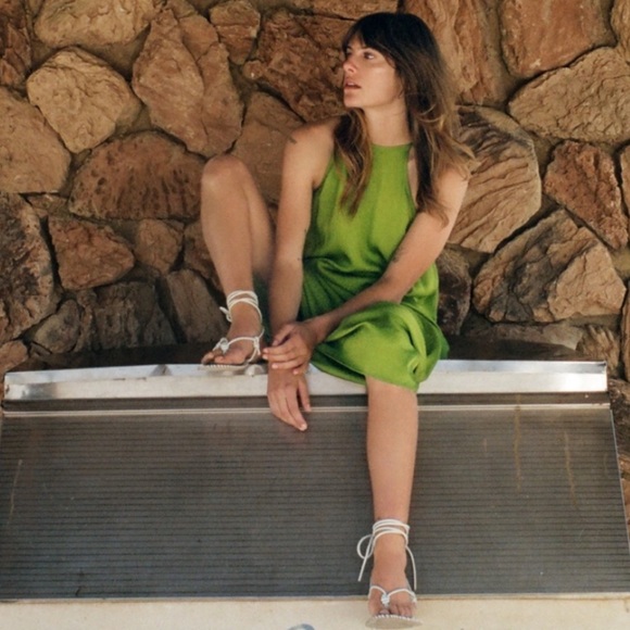 NWT Zara Green Cami Slip Dress Midi - Picture 3 of 11